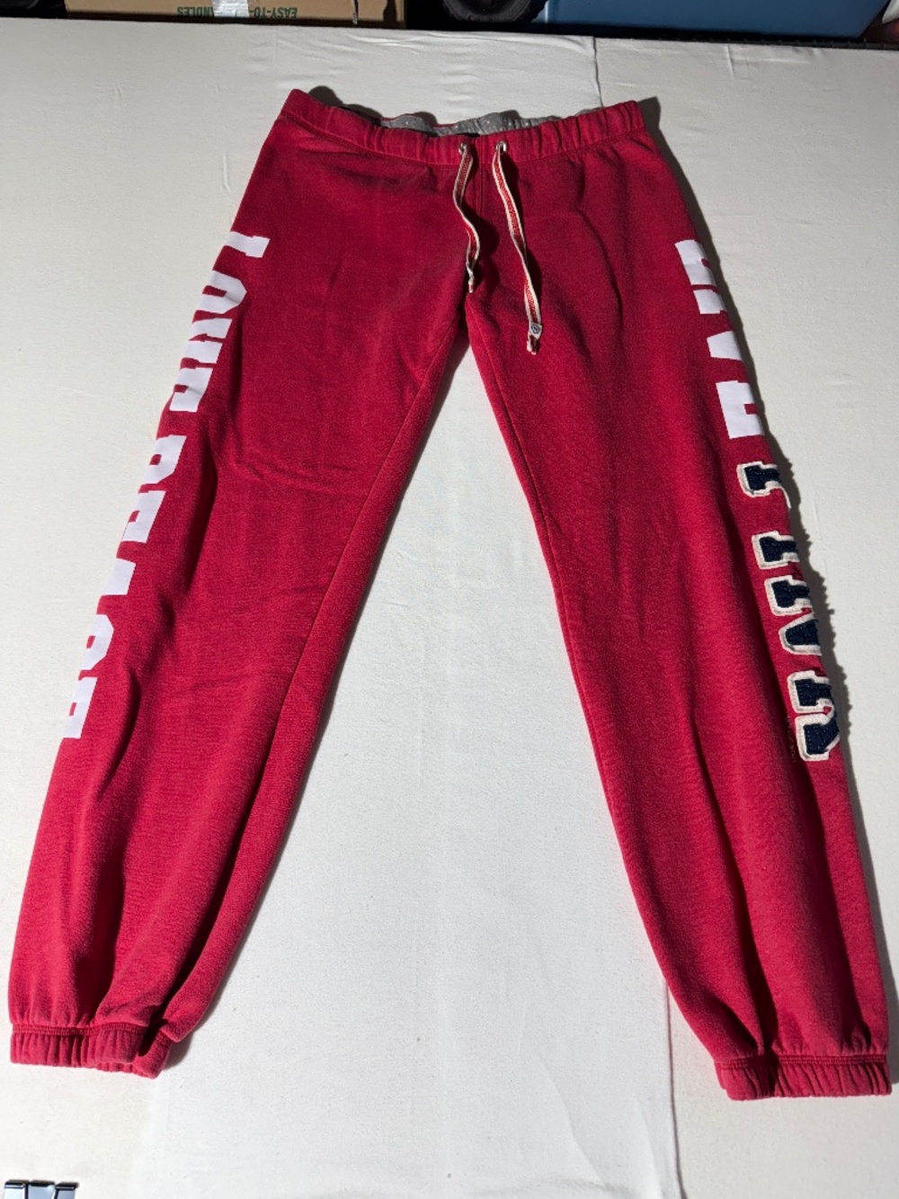PINK Victoria's Secret Vintage Love Peace Fleece Joggers Red Small